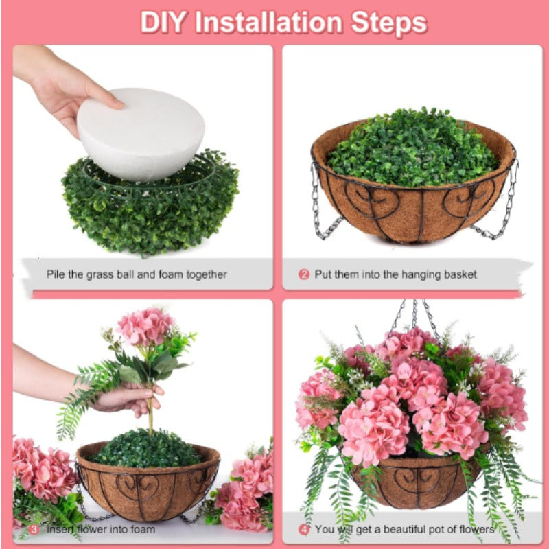 Pink Iron Hanging Planter Basket