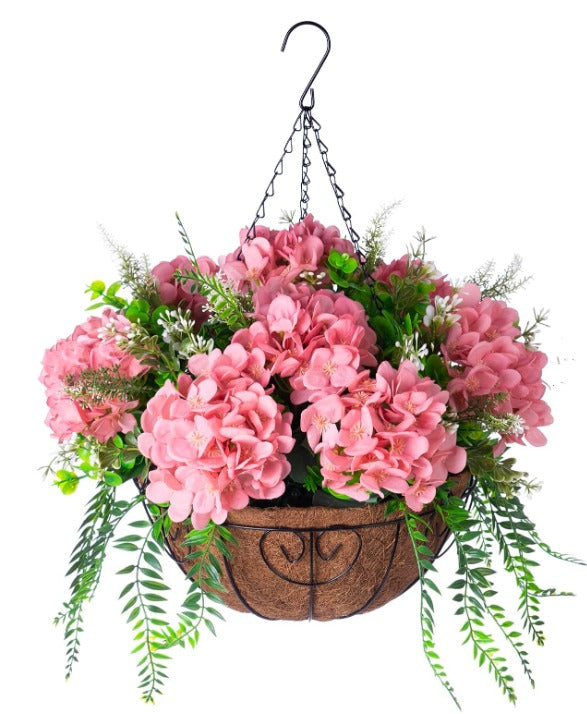 Pink Iron Hanging Planter Basket
