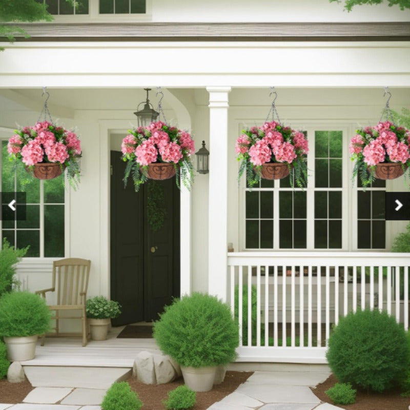 Pink Iron Hanging Planter Basket